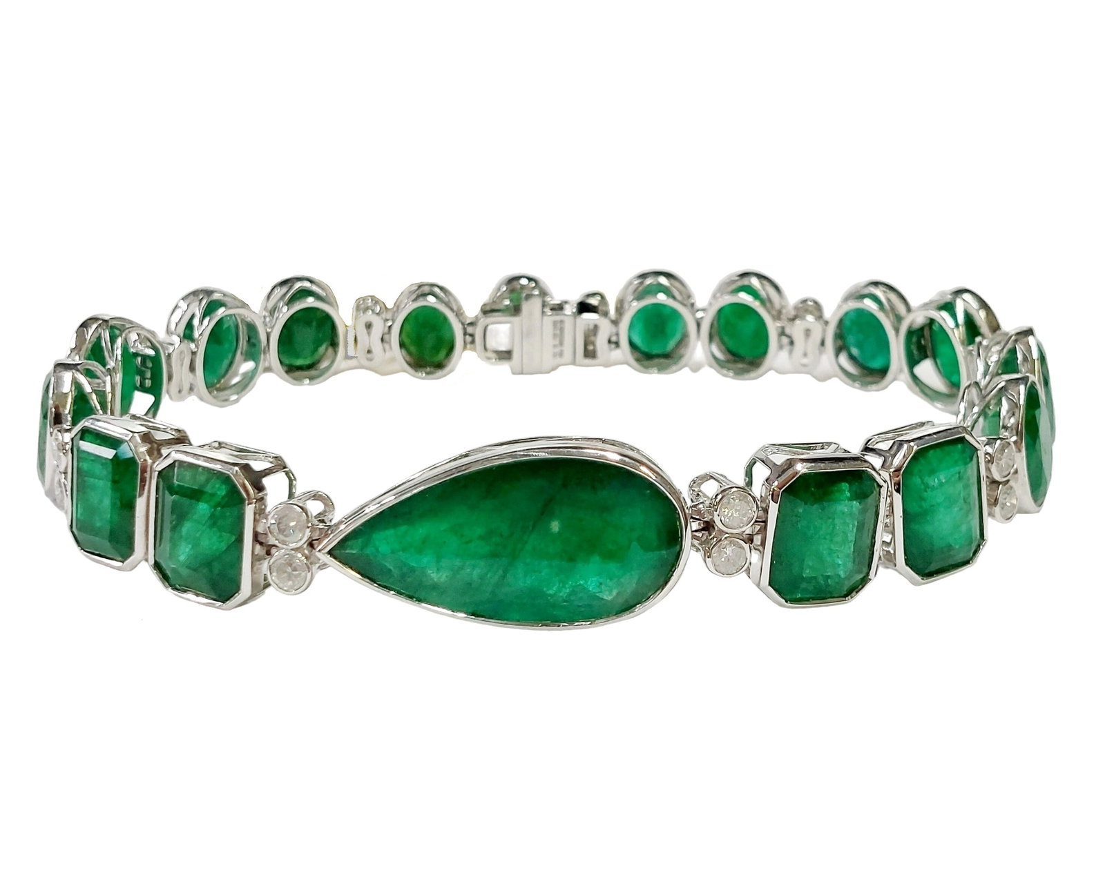 Cool 44.68ctw Natural Emerald 1.12ctw Fine White Diamond Platinum Oscar Friedman Bracelet w/ (1 of 9)