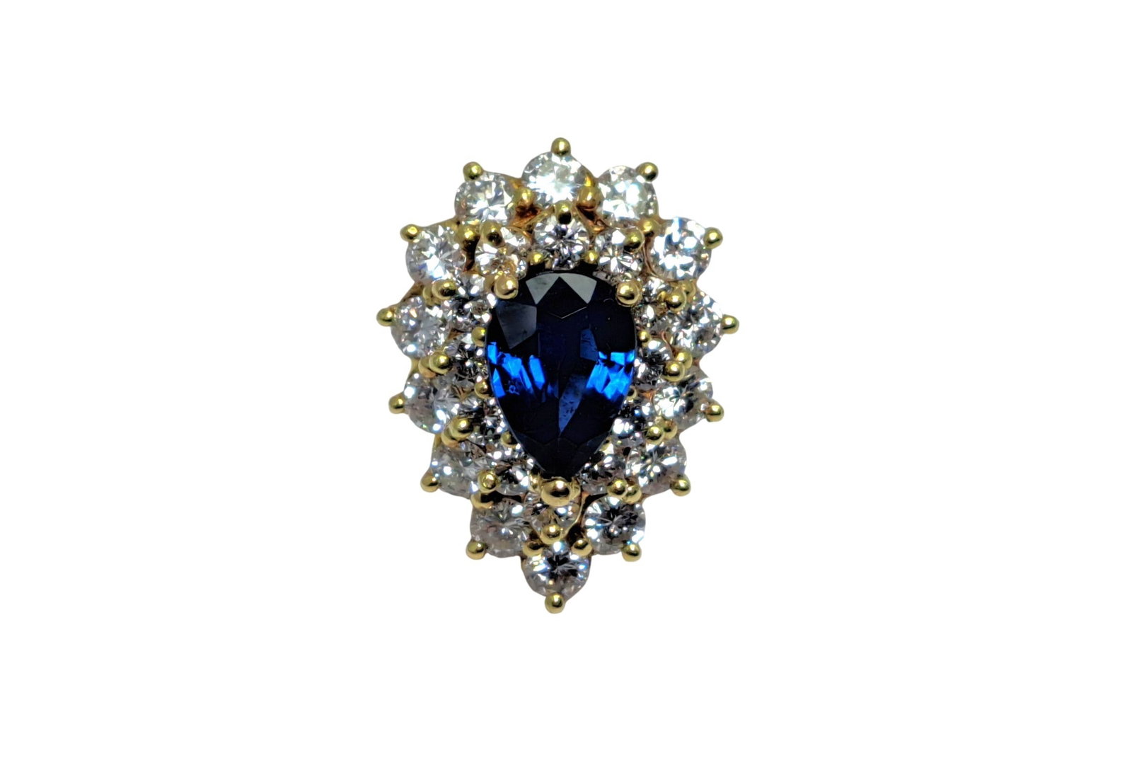 Stunning Color GIA Natural Sapphire No Heat 1.3ct Vintage Pendant w/ 1.5ctw Fine White Clean: HFA DT72593 Described By: Mike NFDDD Title: Stunning Color GIA Natural Sapphire No Heat 1.3ct Vintage Pendant w/ 1.5ctw Fine White Clean Diamonds 18k Yellow Gold Description: