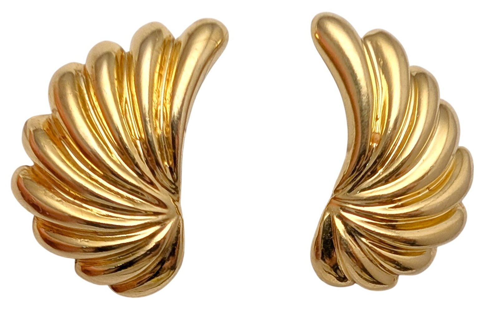 Vintage Tiffany Co 18K Yellow Gold Fan Snail Wing Clip On Earrings (1 of 5)