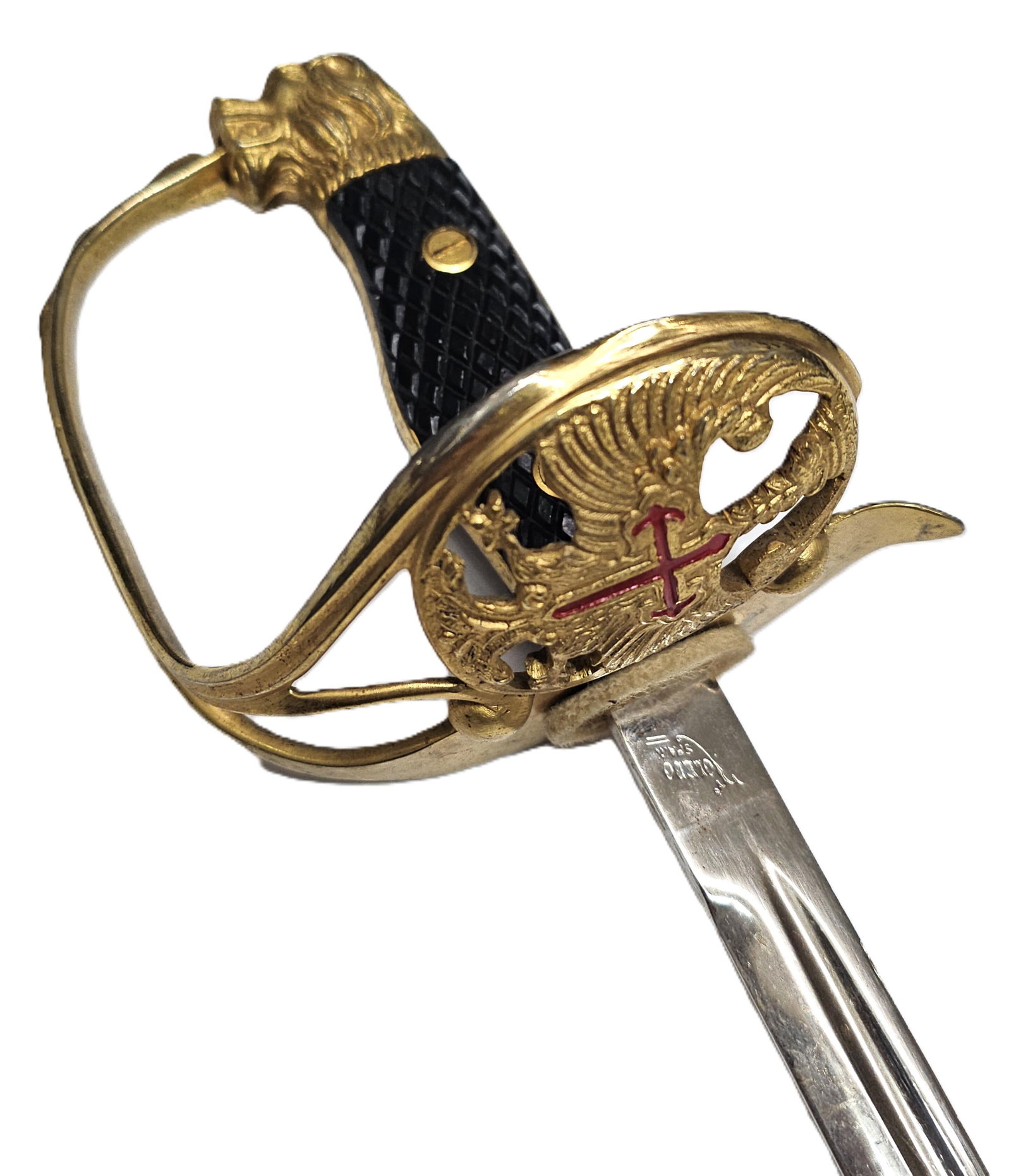 Spanish Infantry Officer Sword Order of Calatrava Toledo Cross Lionhead Pommel: CNX 0496 1773 Described By: August R ND Title: Spanish Infantry Officer Sword Order of Calatrava Toledo Cross Lionhead Pommel Description: Spanish Infantry Officer Swor