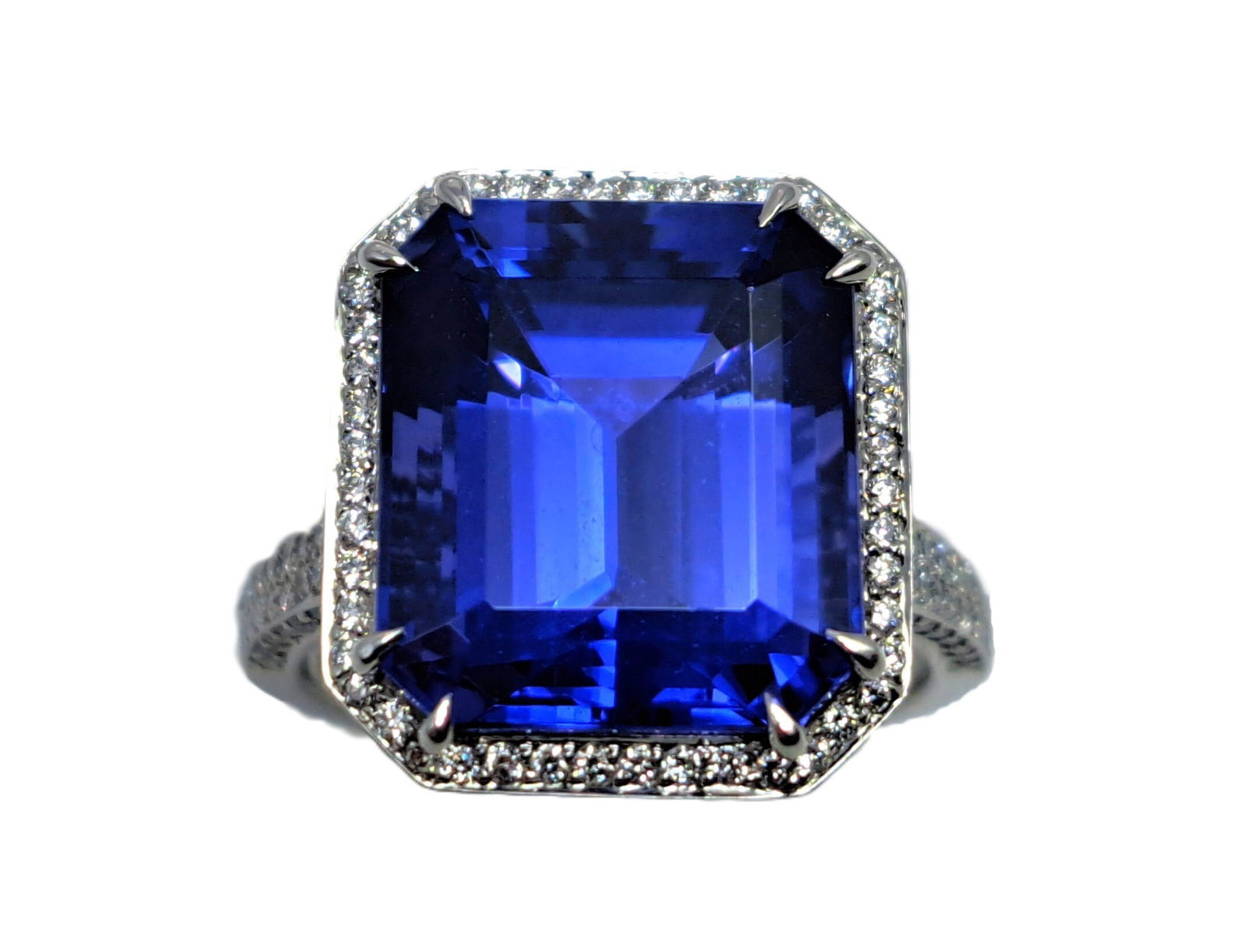Huge 11.25ct Solitaire Tiffany & Co. Tanzanite Diamond Halo Platinum Ring w Box and Papers: HFA DT73089 Described By: Mike NORDDD Title: Huge 11.25ct Solitaire Tiffany & Co. Tanzanite Diamond Halo Platinum Ring w Box and Papers Description: Own this breath