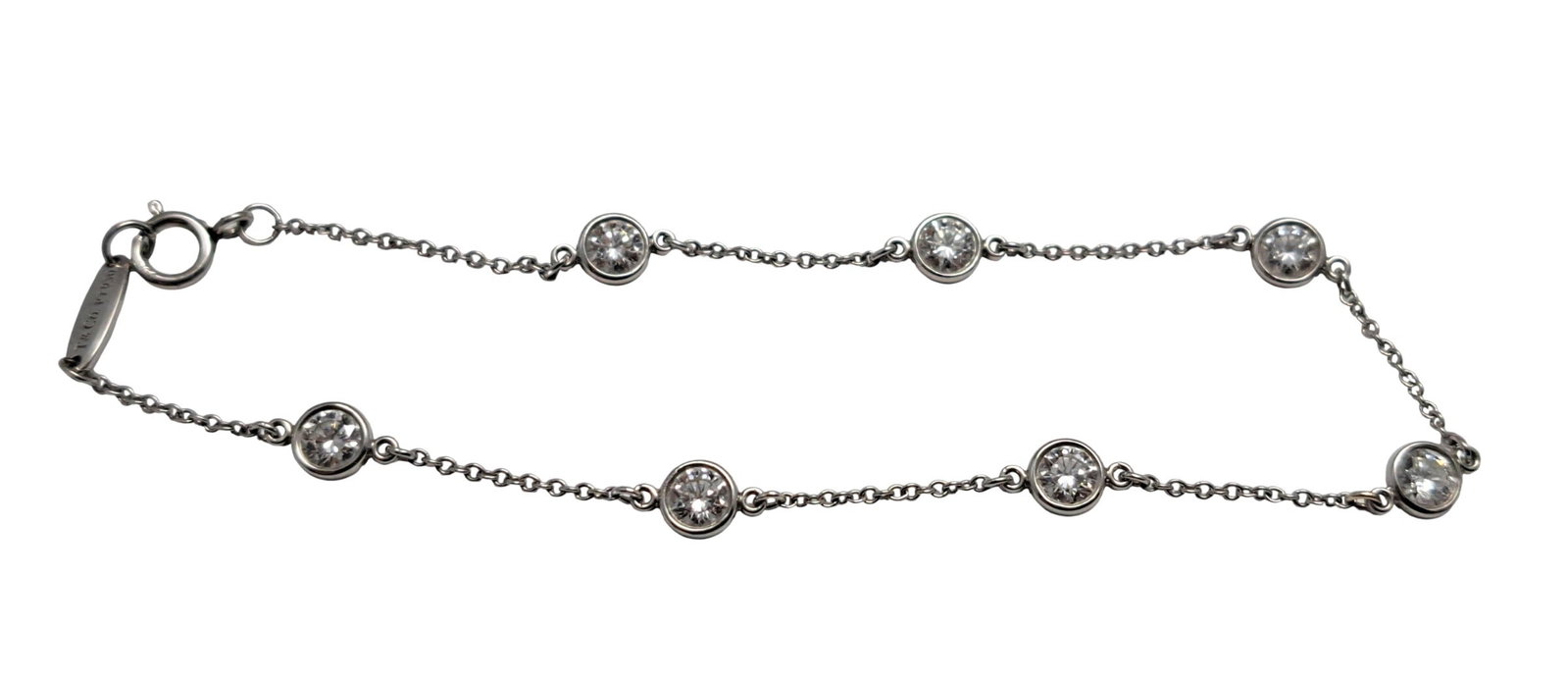 Tiffany & Co. Elsa Peretti Platinum Diamonds by the Yard Bracelet w Papers: HFA DT73093 Described By: Mike NODDD Title: Tiffany & Co. Elsa Peretti Platinum Diamonds by the Yard Bracelet w Papers Description: Beautiful piece by Tiffany! Make it yours today. Happy bidding! 