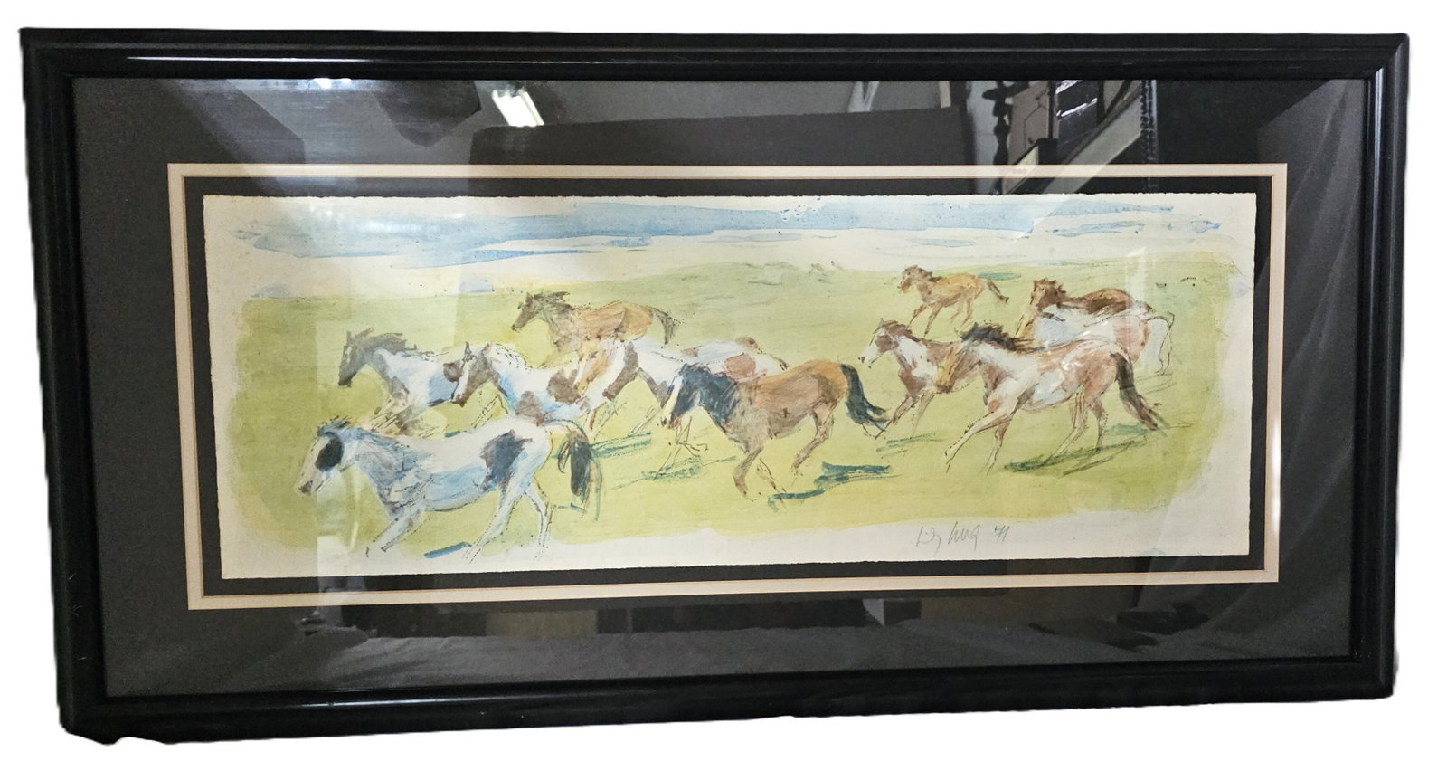 Gorgeous Fritz Lowe Hug Running Horses 20th Century Switzerland Animalier Animal Painting (1 of 9)