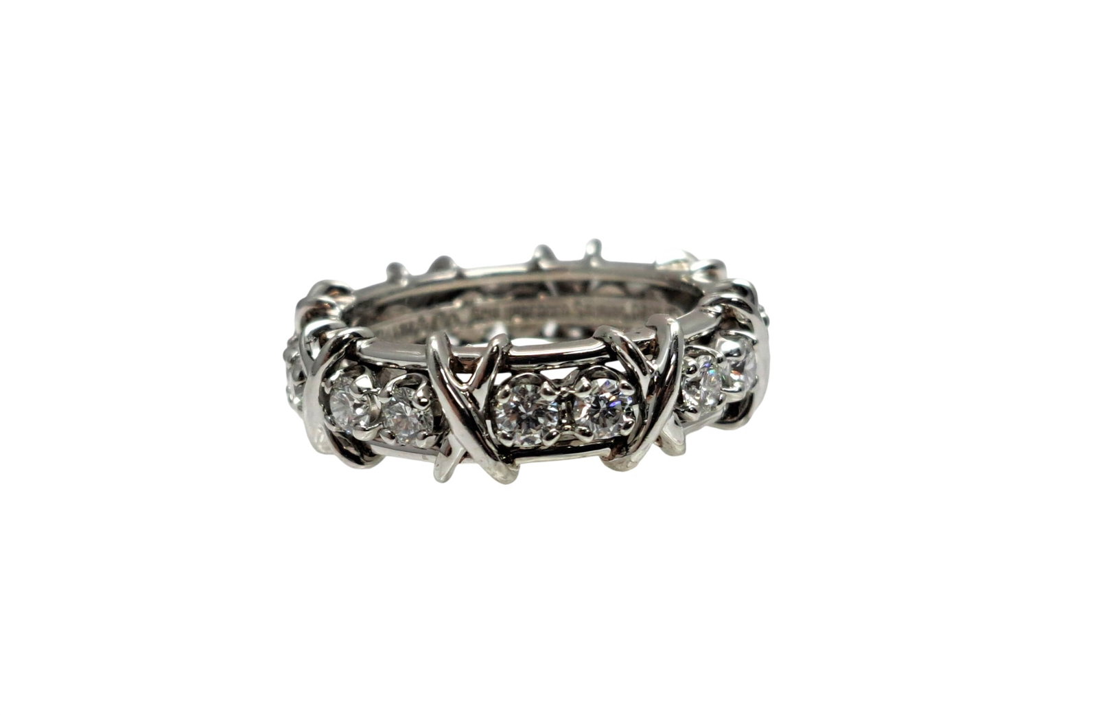 Tiffany & Co. Schlumberger Platinum Diamond Sixteen Stone X Ring w Papers: HFA DT73095 Described By: Mike NFFDDD Title: Tiffany & Co. Schlumberger Platinum Diamond Sixteen Stone X Ring w Papers Description: Incredible piece! Current retail
