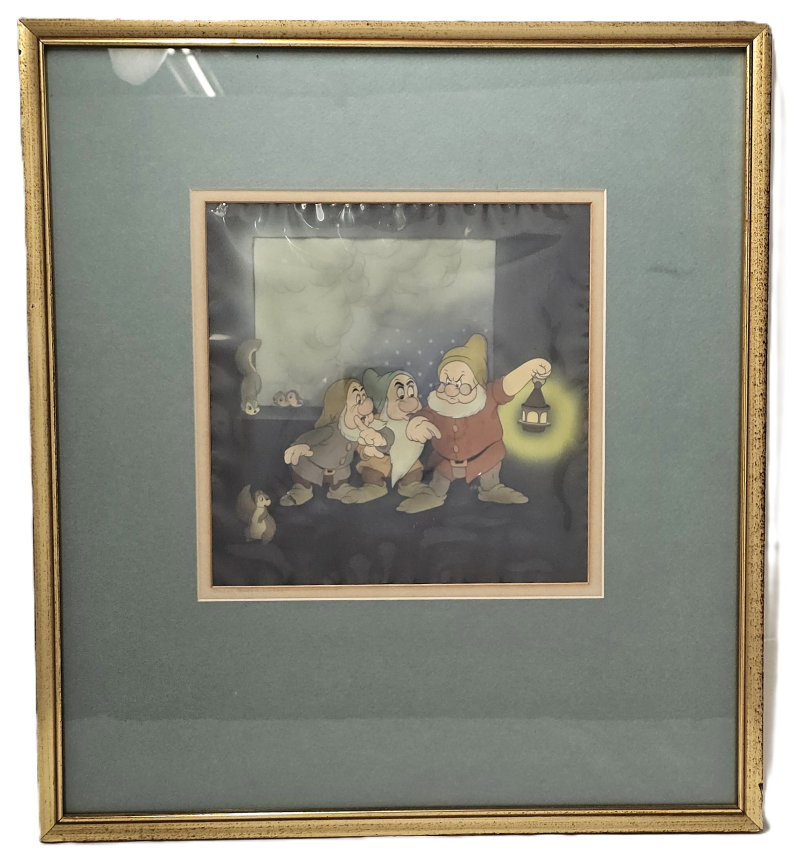 Seven Dwarfs Courvoisier Background Orig Production Cel 1937 Seaside COA Labels (1 of 6)