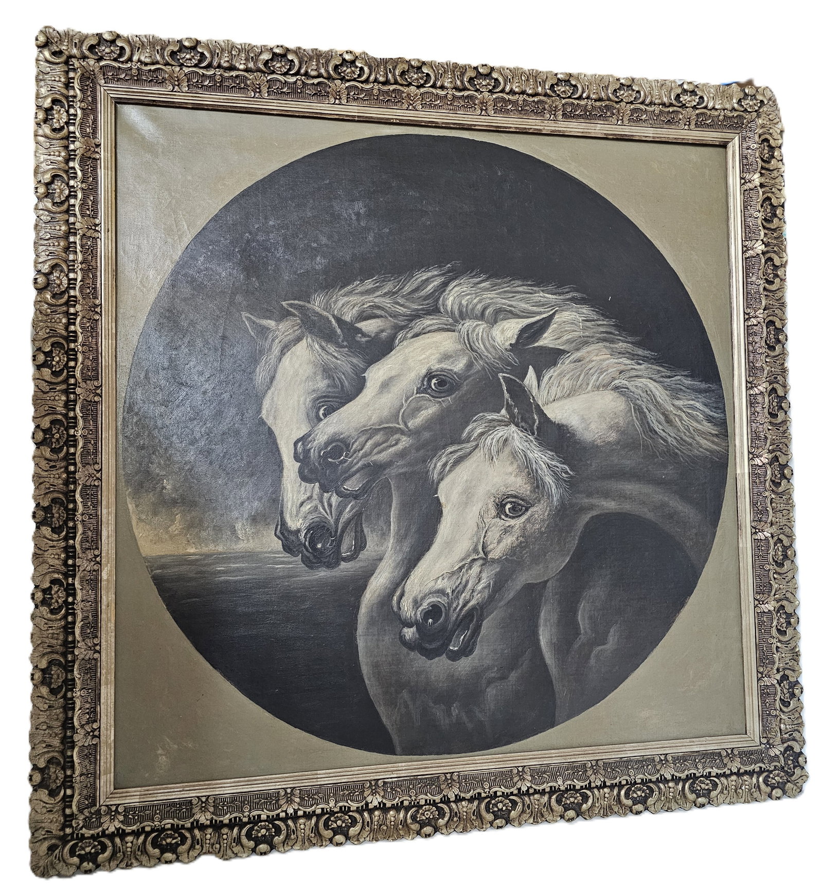 Powerful Antique Pharaohs Horses Oil Painting Master Study After John Fredrick Herring (1 of 11)
