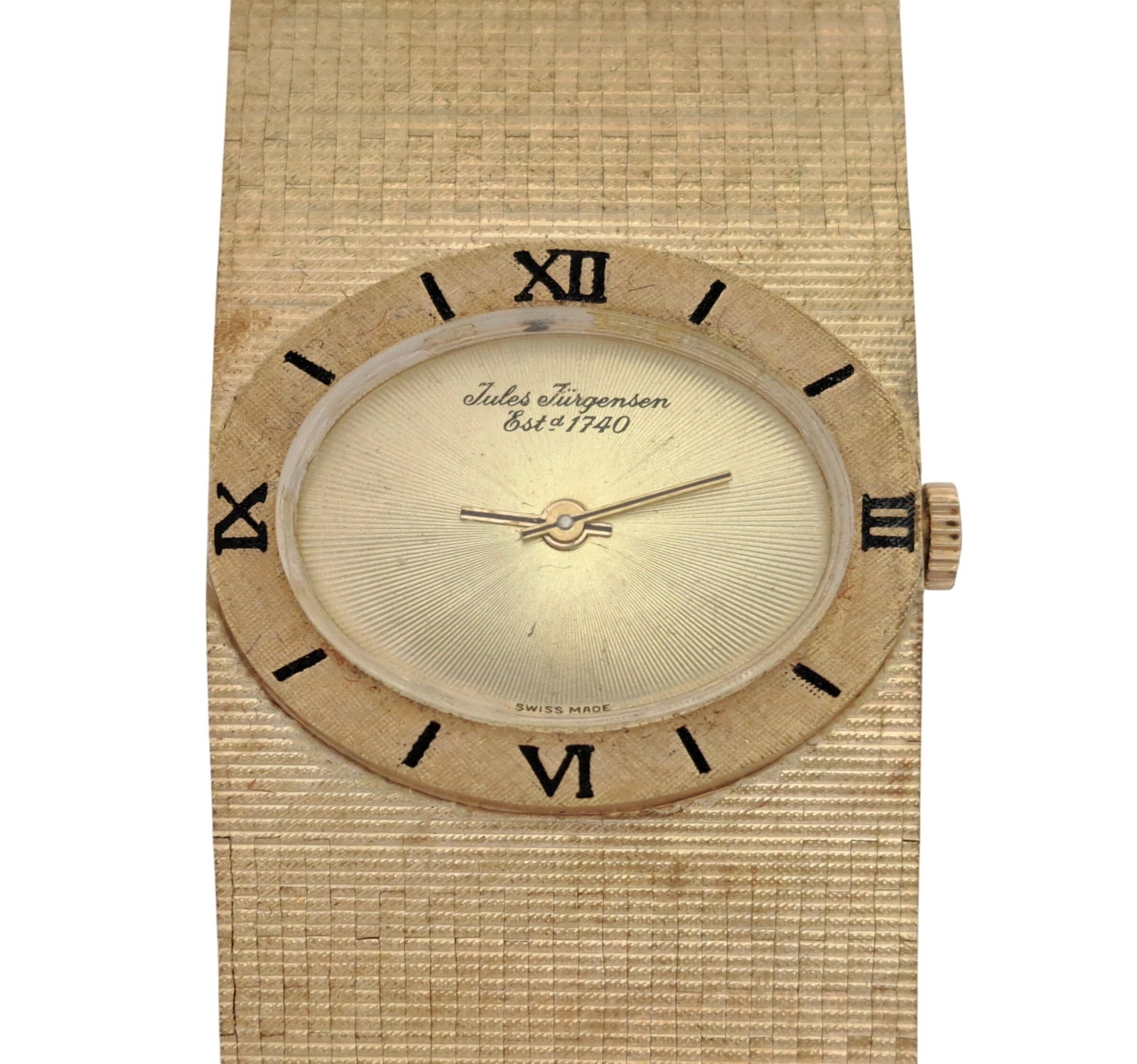Long Never Worn Jules Jergensen Evander Style 14k Gold Wrist Watch Box Papers Tags Receipt: HFA DT73160 Described By: Mike NEOED Title: Long Never Worn Jules Jergensen Evander Style 14k Gold Wrist Watch Box Papers Tags Receipt Description: Stunning! This watch