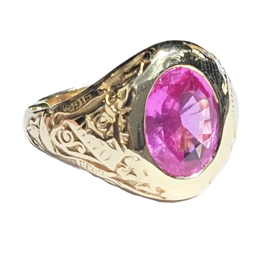 Stunning Tiffany & Co Approx 2.5ct GIA Natural No Heat Pink Sapphire Hunter College Art Deco Ring: HFA DT73163 Described By: Adams NMEDD Title: Stunning Tiffany & Co Approx 2.5ct GIA Natural No Heat Pink Sapphire Hunter College Art Deco Ring Description: Stunning