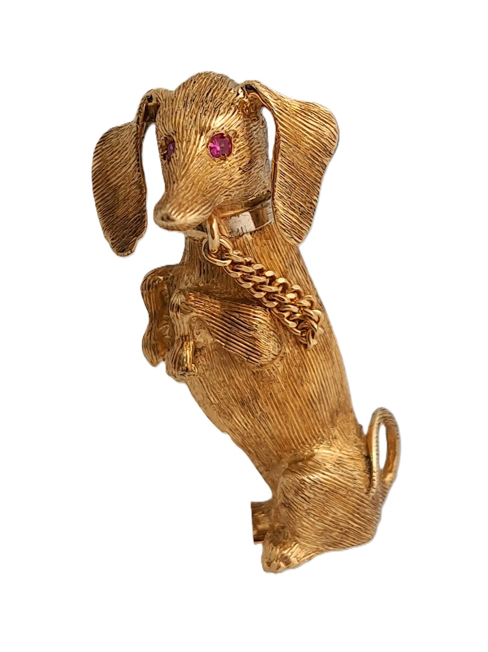 Awesome Cartier 18k Gold Ruby Eye Dachshund Weiner Dog Brooch Pin (1 of 7)
