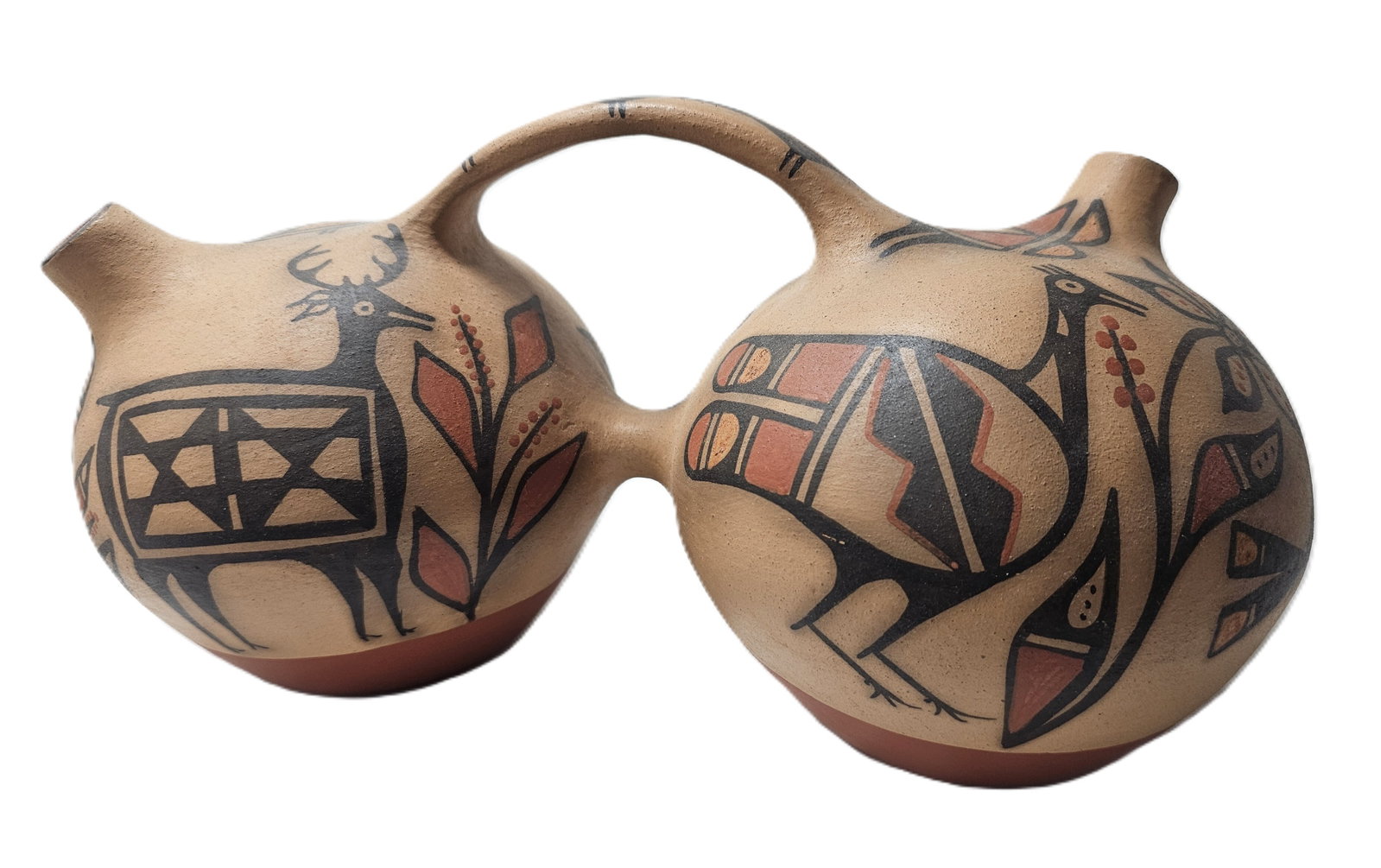 Robert Tenorio Double Canteen Signed and Inscribed Kewa Pueblo Santo Domingo New Mexico 14x6.5: CNX VX 0484 1713 Described By: Adams ND Title: Robert Tenorio Double Canteen Signed and Inscribed Kewa Pueblo Santo Domingo New Mexico 14x6.5 Description: Robert Tenori