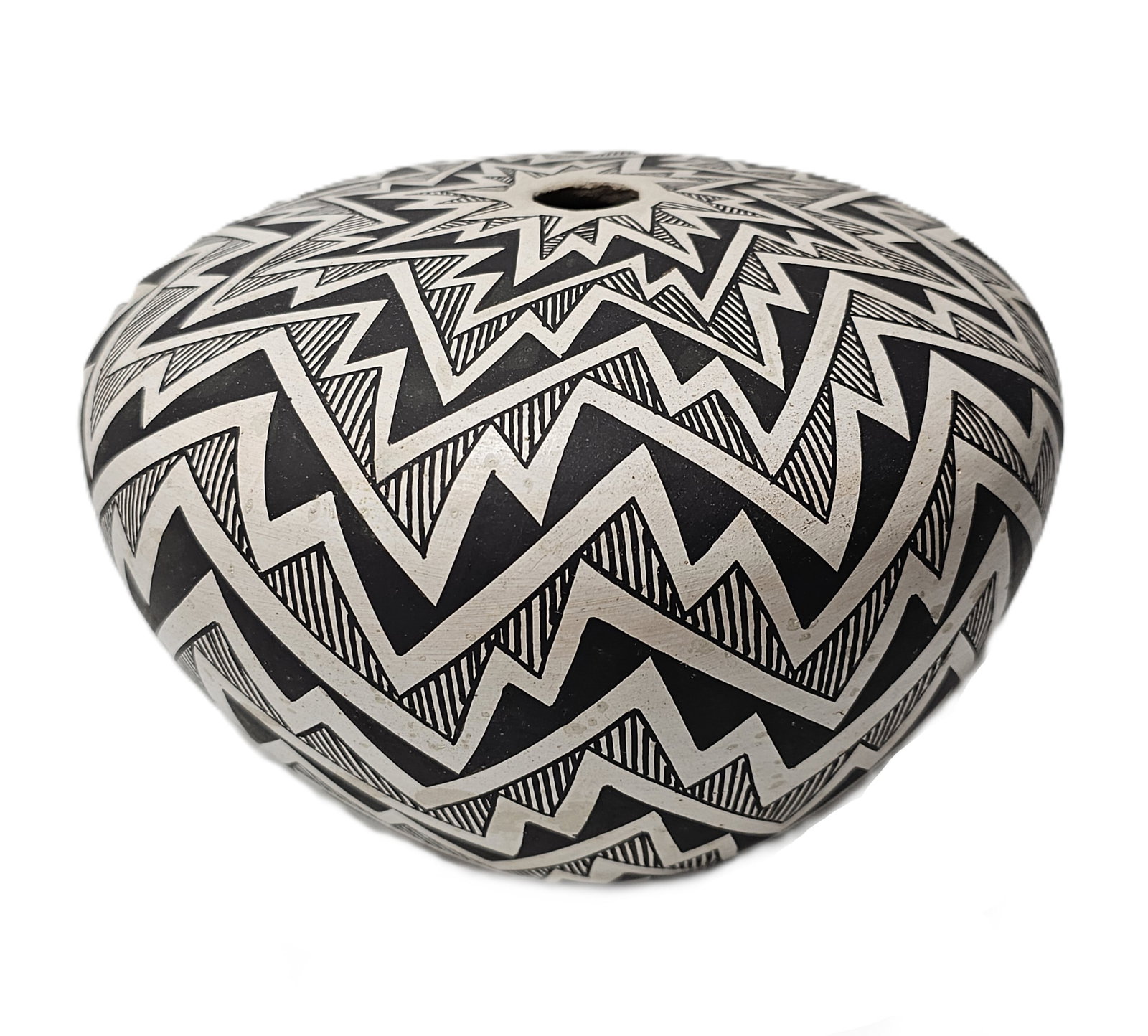 Marie Z Chino Large Acoma New Mexico Seed Jar w Lightning Motif Signed 6x8 (1 of 6)