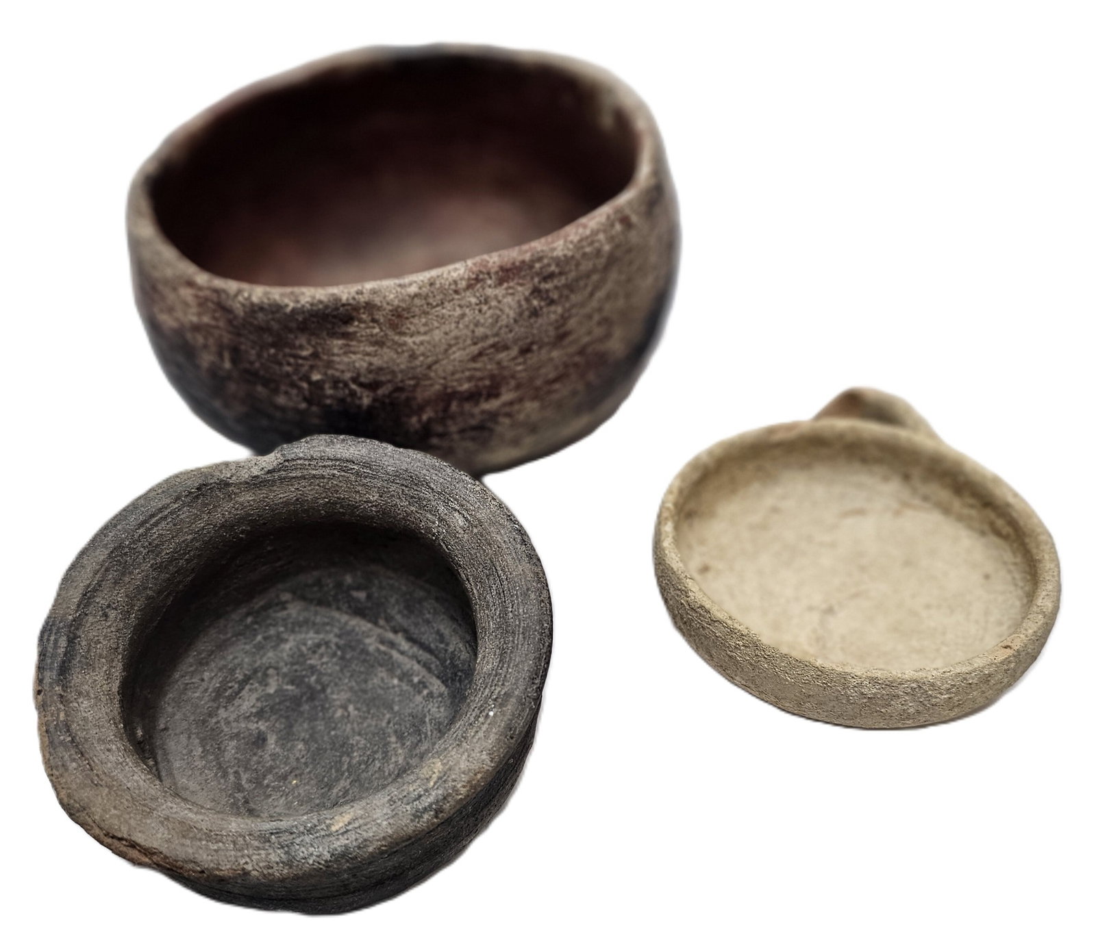 Archaic Mystery Pottery Lot 3 Bowls Possibly Native American and or Pre Coloumbian Pre Contact or (1 of 14)