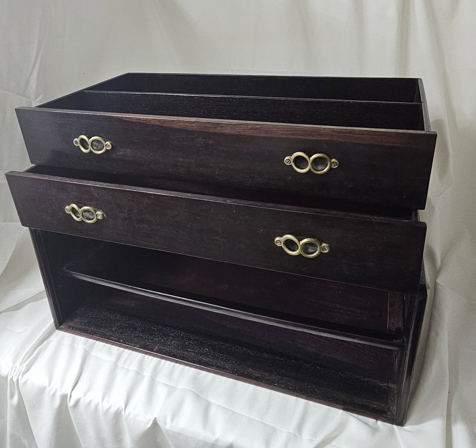 Gorgeous Large Darkwood Chinese Puzzle Box w Four Character Two Drawers & Handle (1 of 4)