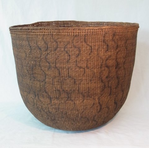 Old Amazonian Indian Brazilian Rainforest Yanomamo Yano: Old Amazonian Indian Brazilian Rainforest Yanomamo Yanomami of Venezuela or Brazil Tribal Woven Wii Burden or Carrying Basket Majagua Plant Mamure Vine Charcoal Decorated. This basket was made by one 