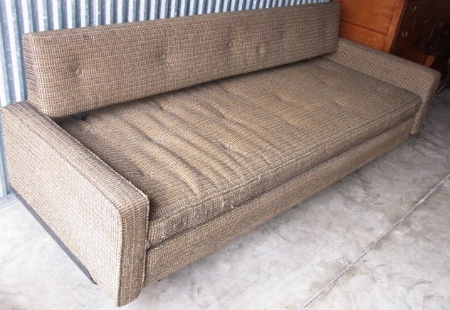 Original Knoll Associates Florence Vintage Mid Century: Original Knoll Associates Florence Vintage Mid Century Modern Iron and Green Fabric Sofa Couch from Historic Mark Hampton Sarasota Florida School Architect Home w House & Furniture in Better Homes & G