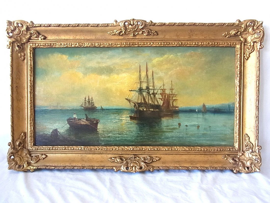 Royal Hibernian Academy artist William Alexander signed: Royal Hibernian Academy artist William Alexander signed Marine Harbor Seascape Oil Painting Accompanied by Henri Tiercet Galleries Provenance Original signed William Alexander Marine Harbor Seascape o