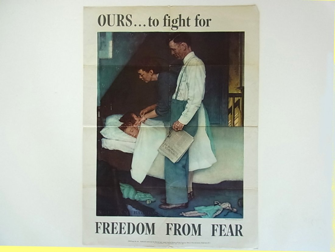 Norman Rockwell WWII Poster Freedom From Fear American: Norman Rockwell WWII Poster Freedom From Fear American War Effort 1943 No. 46 Original, collectible World War II 1943 Office of War Information Poster, from a painting by Norman Rockwell printed in th