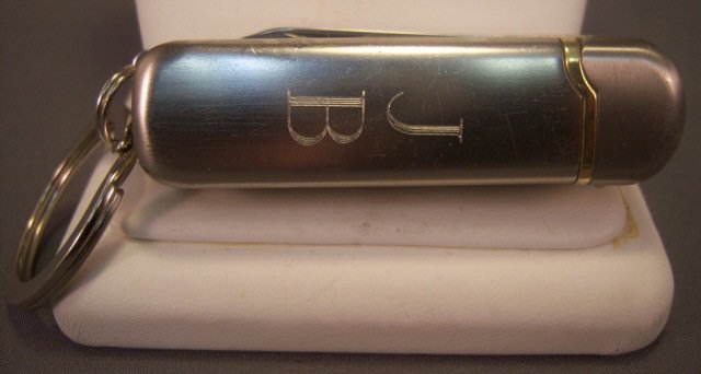 Vintage Kewell Lighter Key Ring with Pocket Knife: Vintage Kewell Lighter Key Ring with Pocket Knife - Tools Include Knife, File, and Scissors - 2 long and Knife is 1 1/4" Long"