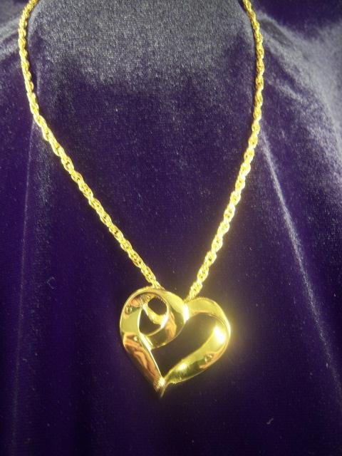 Female JW Exclusive Gold Plated Heart Pendant: Female John Wanamaker Gold PLATED Chain Necklace (25 Long) with Heart Shaped Pendant (1 1/4" x 1 1/4") in Gift Box"