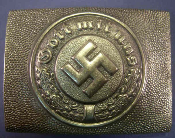 WWII Water Protection Police Enlisted Mans Buckle: German World War II Water Protection Police Enlisted Mans Belt Buckle. Maker marked 'HA' Dresden A 16'. Gilted brass construction