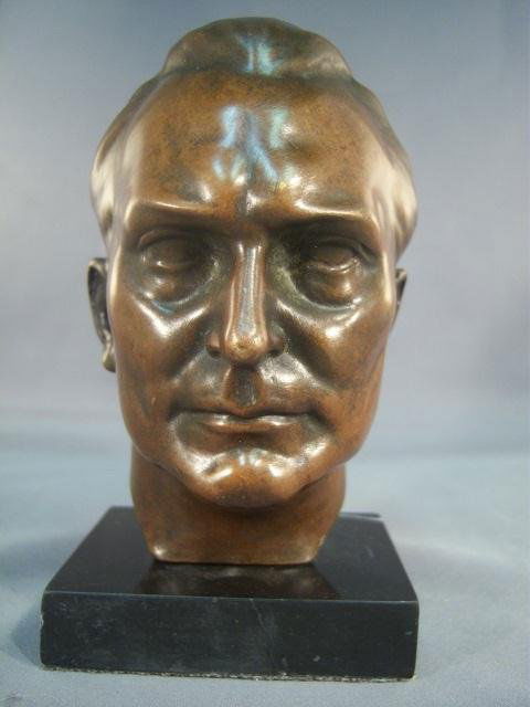 German WWII Luftwaffe Reichs Marshal Hermen Goring: German World War II Luftwaffe Reichs Marshal Herman Goring Bronze Bust Statue. Measures 5 1/2 tall. Solid bronze construction mounted on a black marble base"