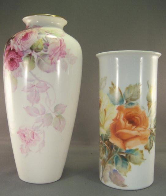 Vintage Pair of Floral Vases: Vintage Pair of Floral Vases - One Features Rose Pattern and is Stamped on Bottom Noritake Bone China - Stands 8 1/2 Tall - Other Is Unmarked and Features Rose Pattern - Stands 7" Tall"