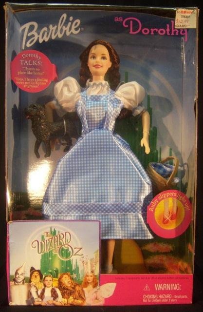 Vintage Barbie as Dorthie from Wizard of Oz: Vintage Barbie as Dorthie from Wizard of Oz - Talking Doll with Ligh Up Ruby Slippers - Slight Damage to Box - Mattel 25812