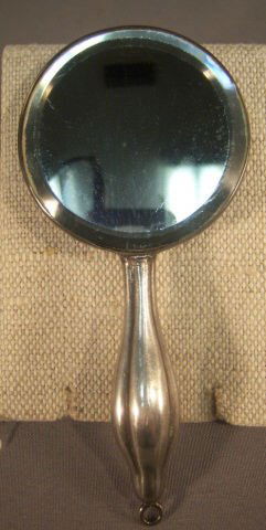 Vintage Sterling Silver Hand Mirror & Coin Purse: Vintage Sterling Silver Hand Mirror - Approx 3 3/4 Tall and Leather Ladies Coin Purse"