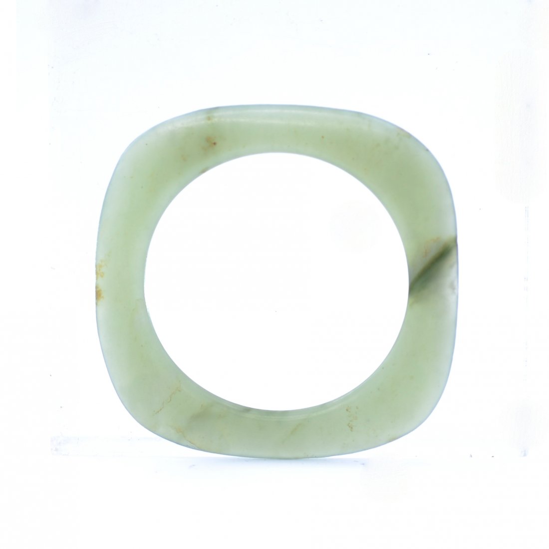 A Chinese Green Jade Square-shaped Bi Disc, Shang (1 of 2)