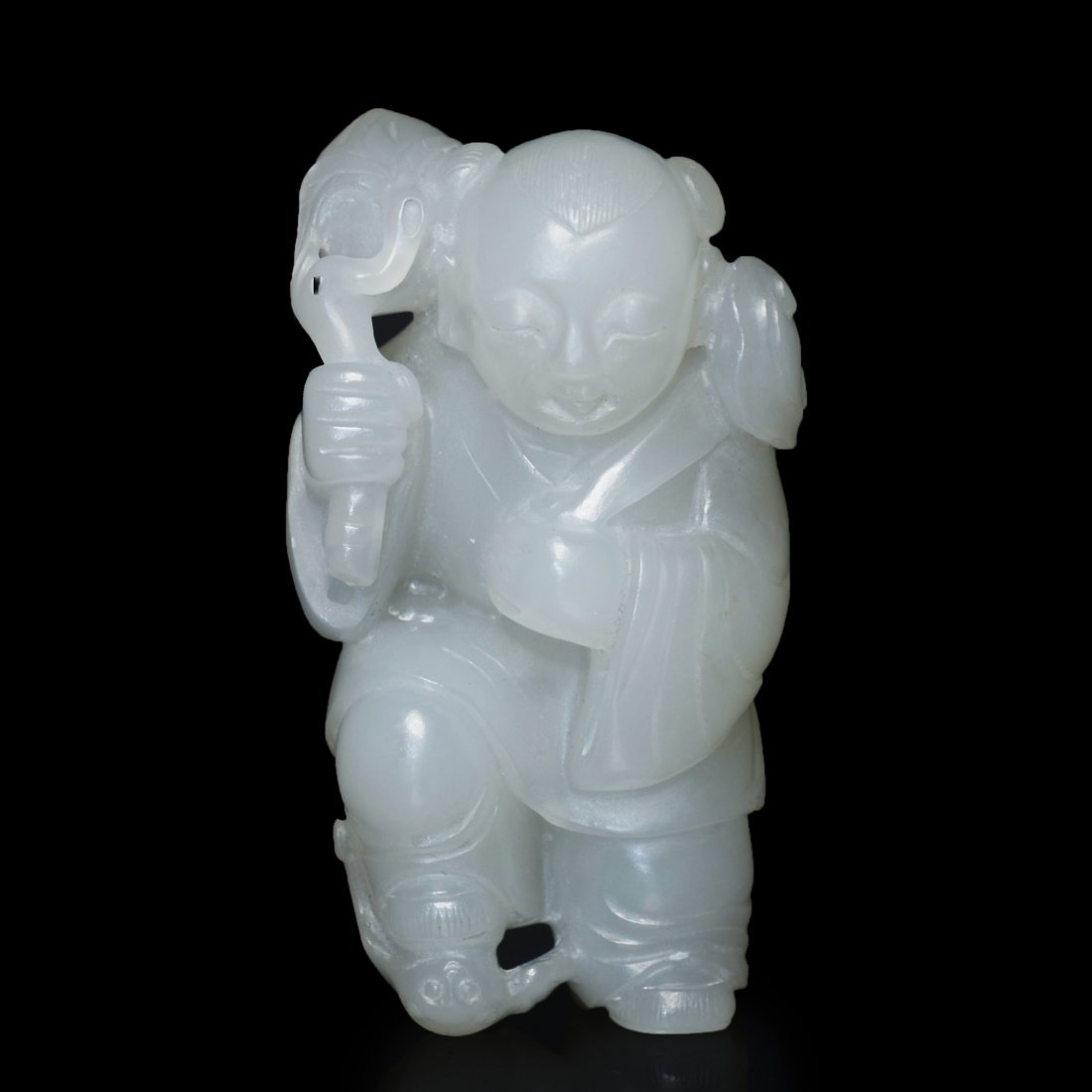 A Fine White Jade Carving of Boy (1 of 4)