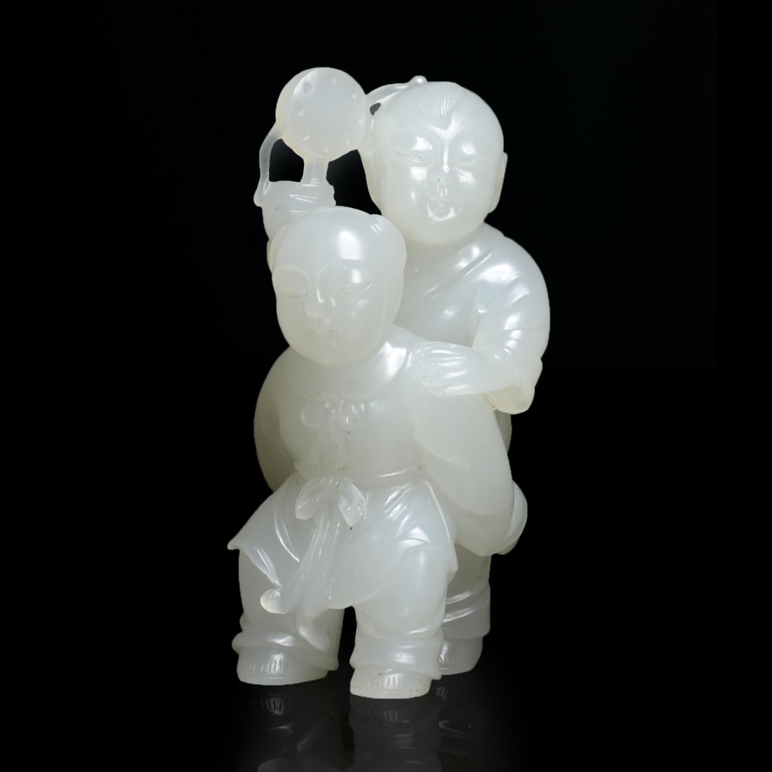 A Fine White Jade Carving of Two Boys (1 of 6)