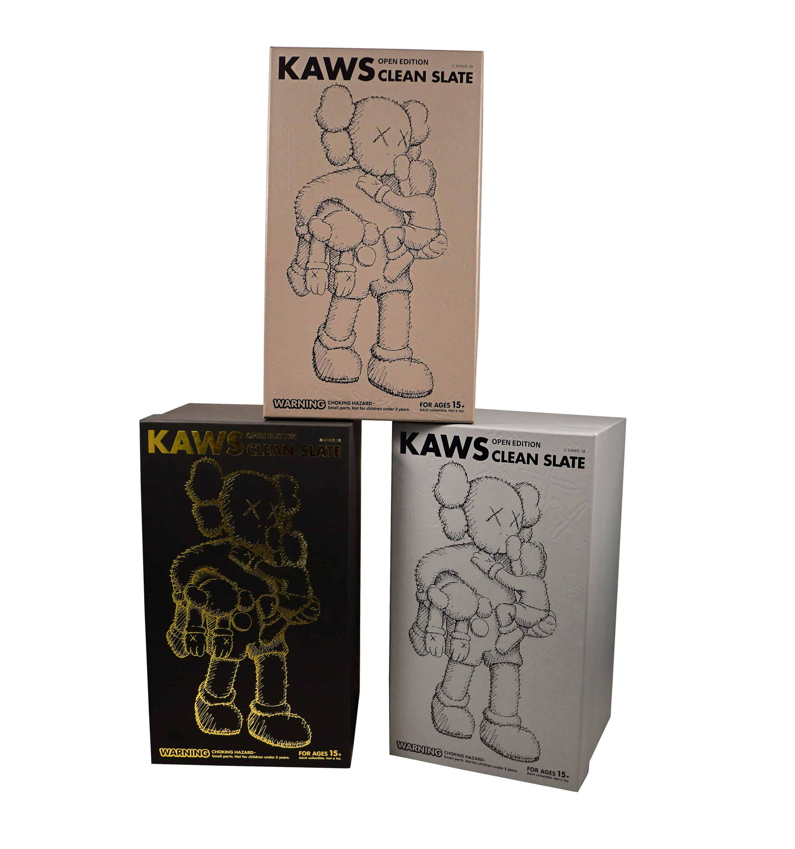 KAWS Clean Slate Vinyl 3 Figure Set Brown, Grey, Black (1 of 1)