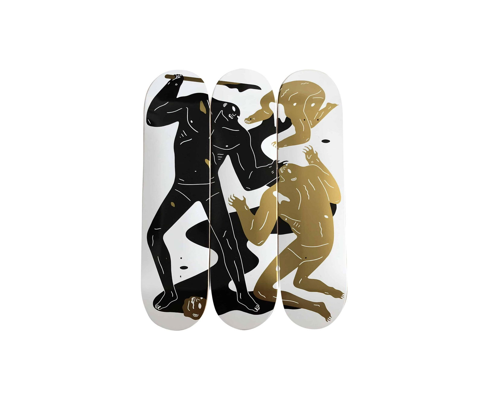 Cleon Peterson The Crawler Skateboard Skate Deck: Artist: Cleon Peterson Title: The Crawler – Triptych – Limited edition of 50 with printed signature of the artist Medium: Skateboard Collaboration: The Skateroom Edition: