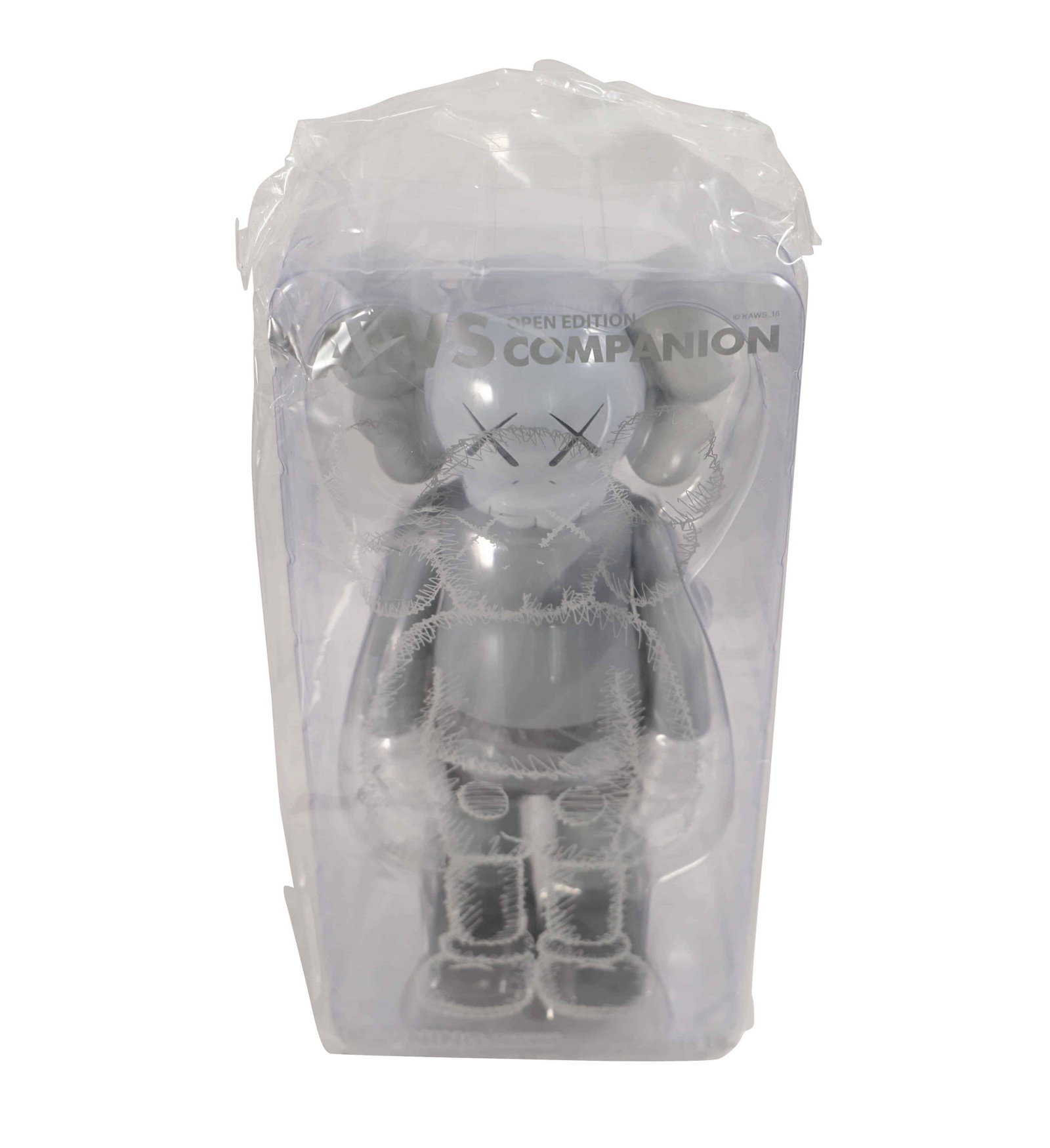 KAWS Companion Vinyl Figure Grey: Artist: KAWS Title: Companion Grey Medium: Vinyl Approximate Dimensions: 11in Edition: 2016 Provenance: Private collection Condition Report