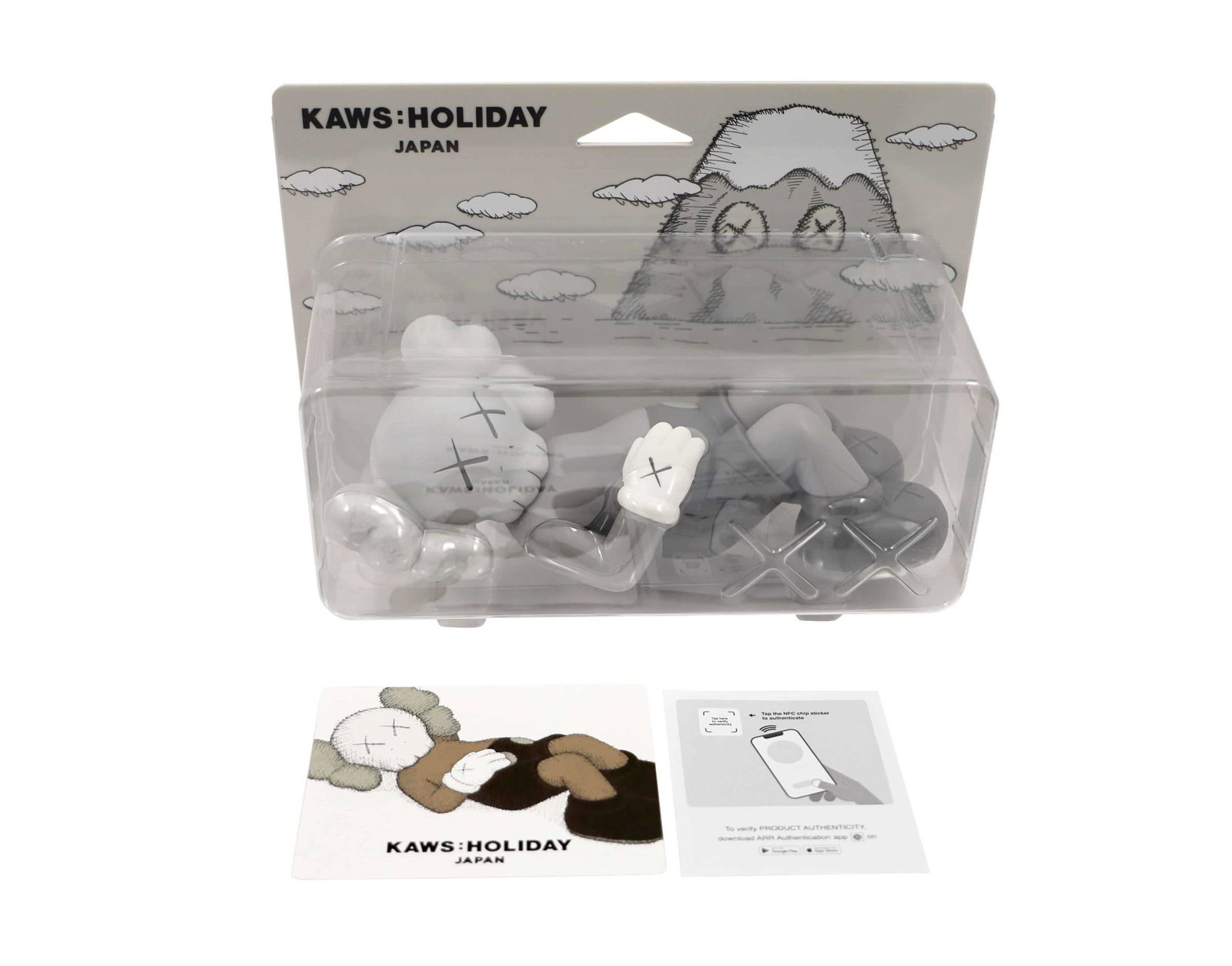 KAWS Holiday Japan Vinyl Figure Grey: Artist: KAWS Title: Holiday Japan Grey Medium: Vinyl Collaboration: AllRightsReserved Approximate Dimensions: 9.5in Edition: 2019 Provenance: