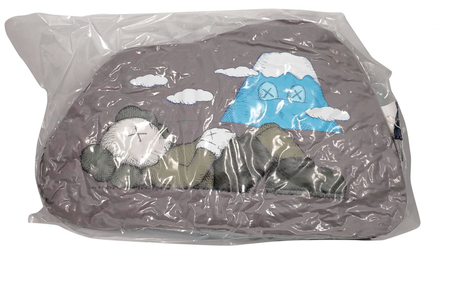 KAWS Holiday Japan Companion Mount Fuji Pillow Sealed: Artist: KAWS Title: Holiday Japan Pillow Medium: Polyester and woven fabric Collaboration: AllRightsReserved Approximate Dimensions: 42cm x 37cm Edition: