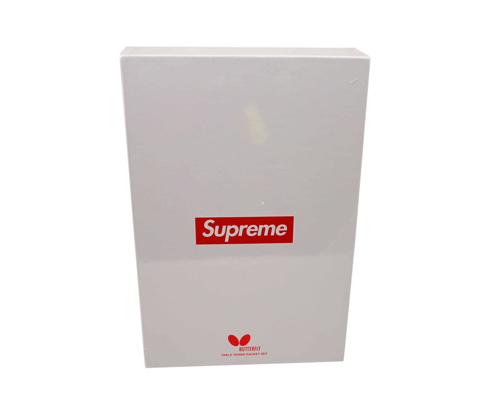 Supreme Butterfly Table Tennis Racket Set Sealed: Artist: Supreme Title: Table Tennis Racket Set Collaboration: Butterfly Edition: 2019. Shakehand table tennis racket with FLEXTRA rubber and inlaid logo handle. Three (3) pack of Butterfly