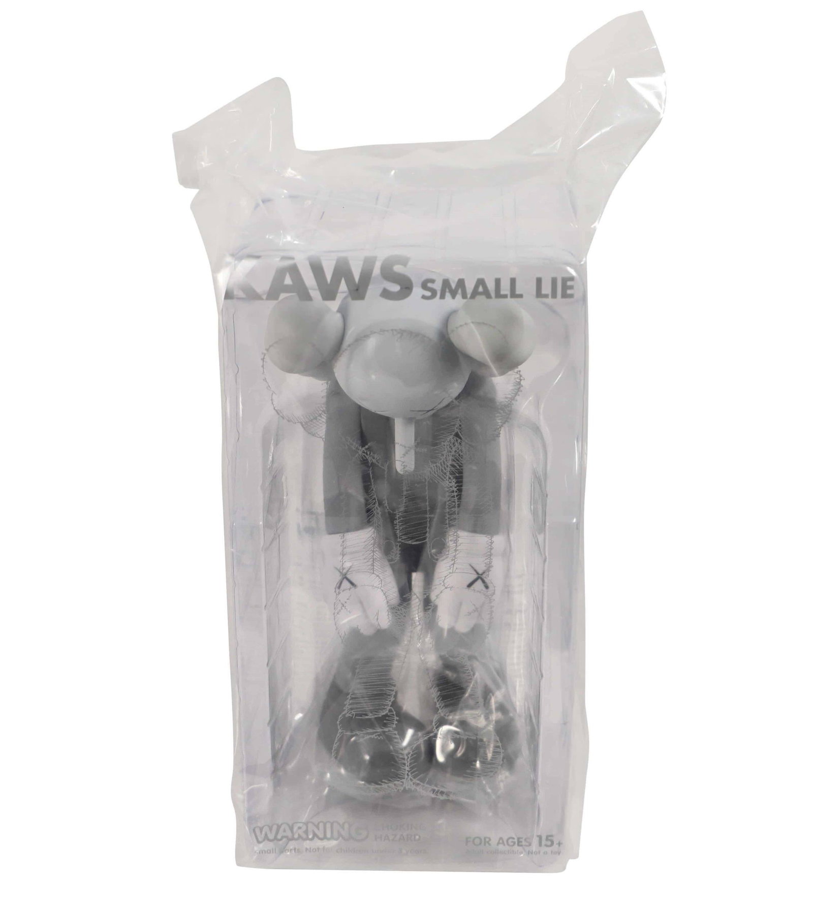 KAWS Small Lie Gray Vinyl Figure: Artist: KAWS Title: Small Lie Grey Medium: Vinyl Approximate Dimensions: 11in Edition: 2017 Provenance: Private collection Condition Report: <