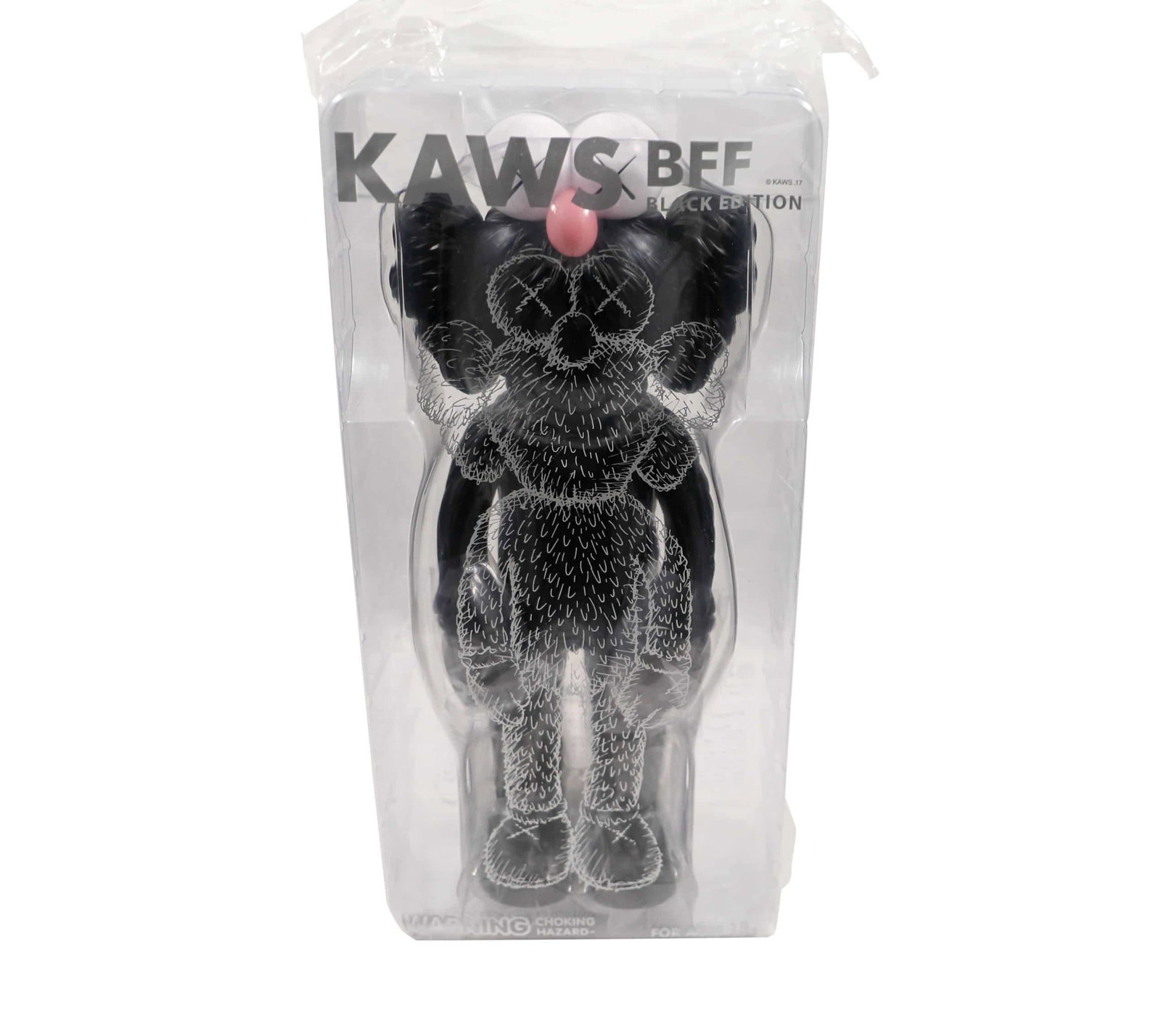 KAWS BFF Black Vinyl Figure: Artist: KAWS Title: BFF Figure – Black Medium: Vinyl Approximate Dimensions: 13in Edition: 2017 Provenance: Private collection Condition Report