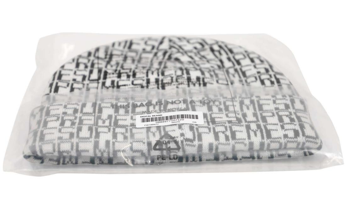 Supreme Digital Beanie Hat White: Artist: Supreme Title: Digital Beanie - White Size: One Size Edition: 2019 Provenance: Private collection Condition Report: New. Never been worn