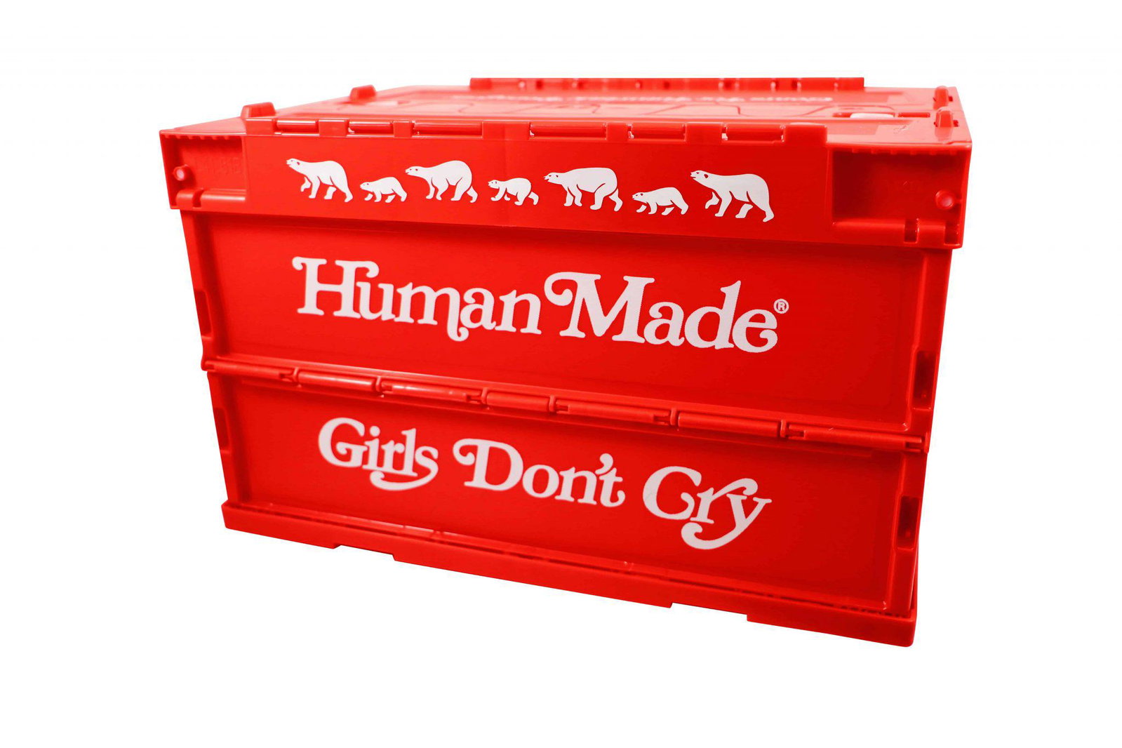 Human Made Girls Don't Cry Container Red Nigo Verdy: Artist: Human Made - Nigo Title: Storage Crate Container - Red Medium: Plastic Collaboration: Girls Dont Cry - Verdy Approximate Dimensions (L x W x H): 20 x 14 x 12.5 inches (coll