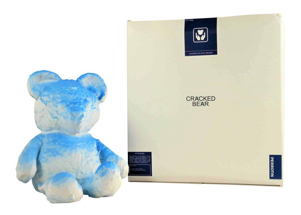 Daniel Arsham Cracked Bear Blue Limited Edition: Artist: Daniel Arsham Title: Cracked Bear in Blue. Limited Edition of 500. Medium: Fabric, plaster, and pigment Edition: 2018 Provenance: Private collection Condition Report: Ve
