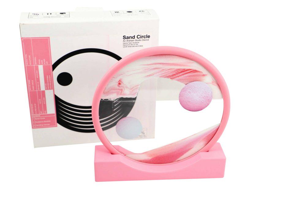 Daniel Arsham Pink Sand Circle Sculpture Limited: The inside of the base has a very small area where the paint is absent however it is hidden below the sand circle sculpture. This is how it was received directly from the artist’s studio. Overal