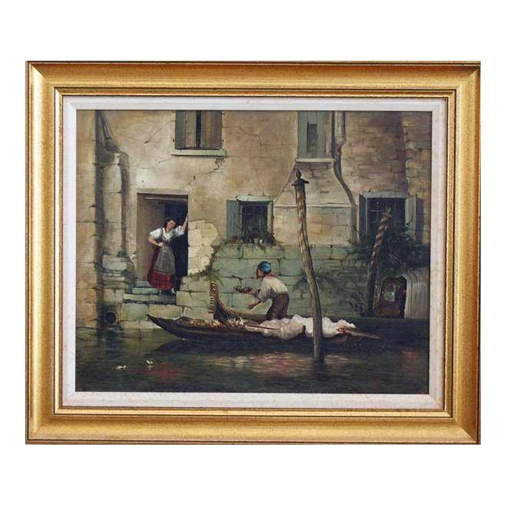 Gruppe Gondola Canal Water Scene Oil Painting on Canvas (1 of 2)