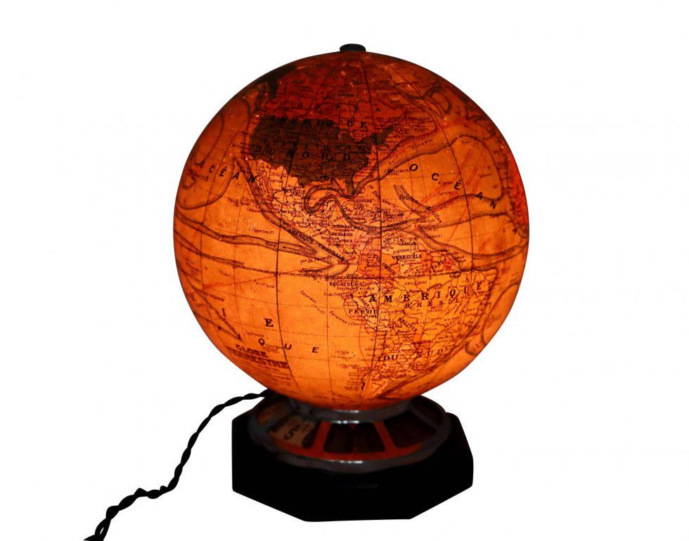 Rare Jaeger LeCoultre Mappemonde Illuminated Deco Desk