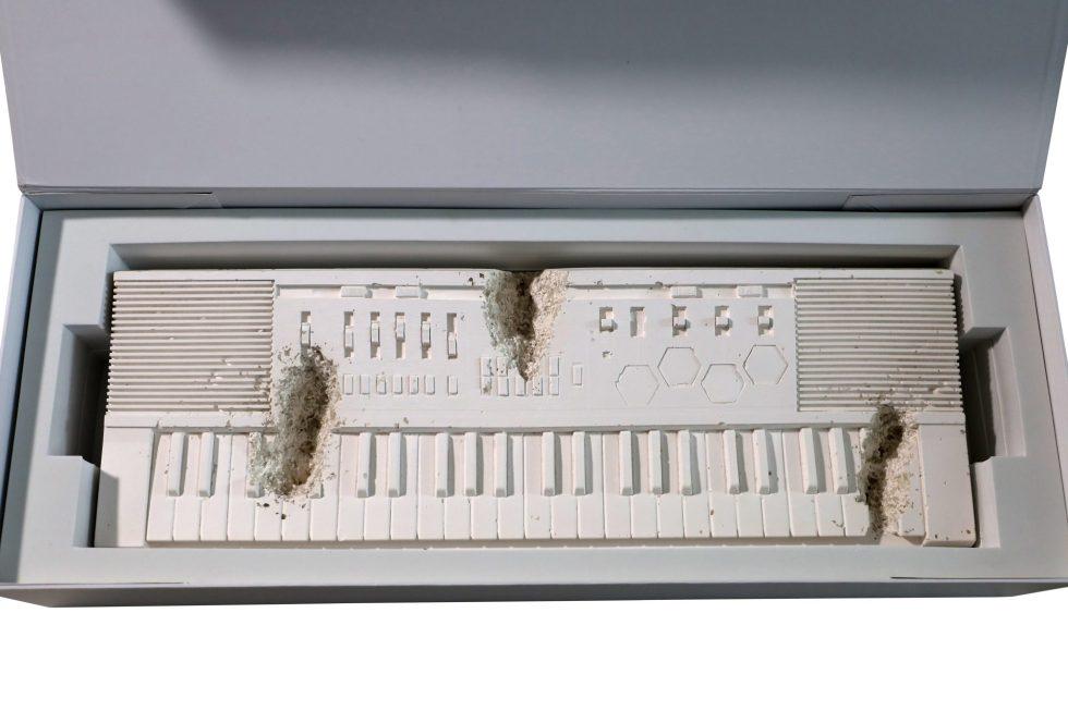 Daniel Arsham Future Relic 09 Keyboard Sculpture: Artist: Daniel Arsham Title: Future Relic 09 Keyboard Sculpture Medium: Plaster and crushed glass Approximate Dimensions: 26in x 9in x 3in Edition: