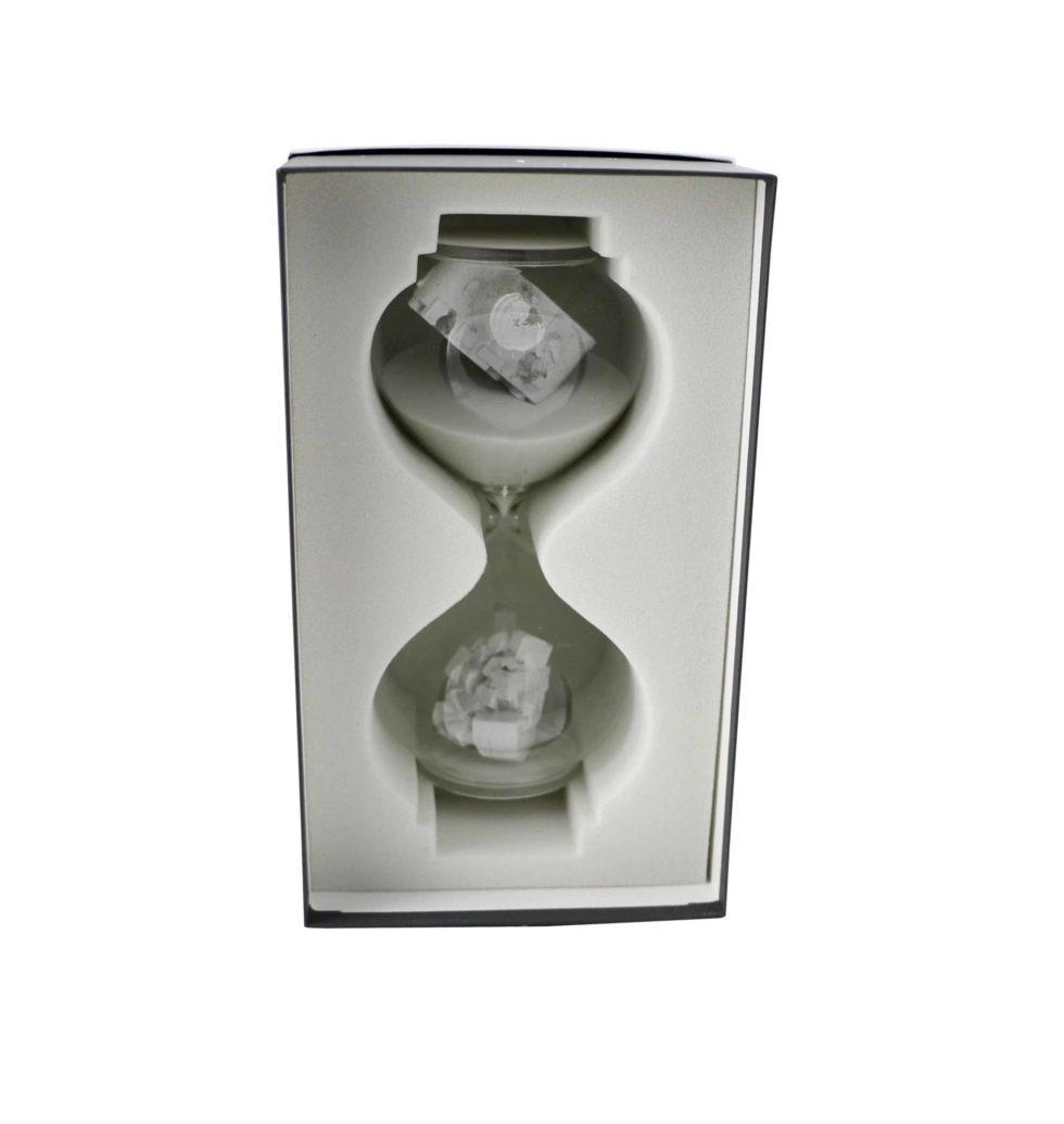 Daniel Arsham Hourglass Sculpture Limited Edition: Artist: Daniel Arsham Title: Hourglass. Limited Edition of 500. Medium: Glass, sand, plaster Approximate Dimensions (H x W x D): 9-3/5in Ã— 4-1/2in Ã— 4-1/2in