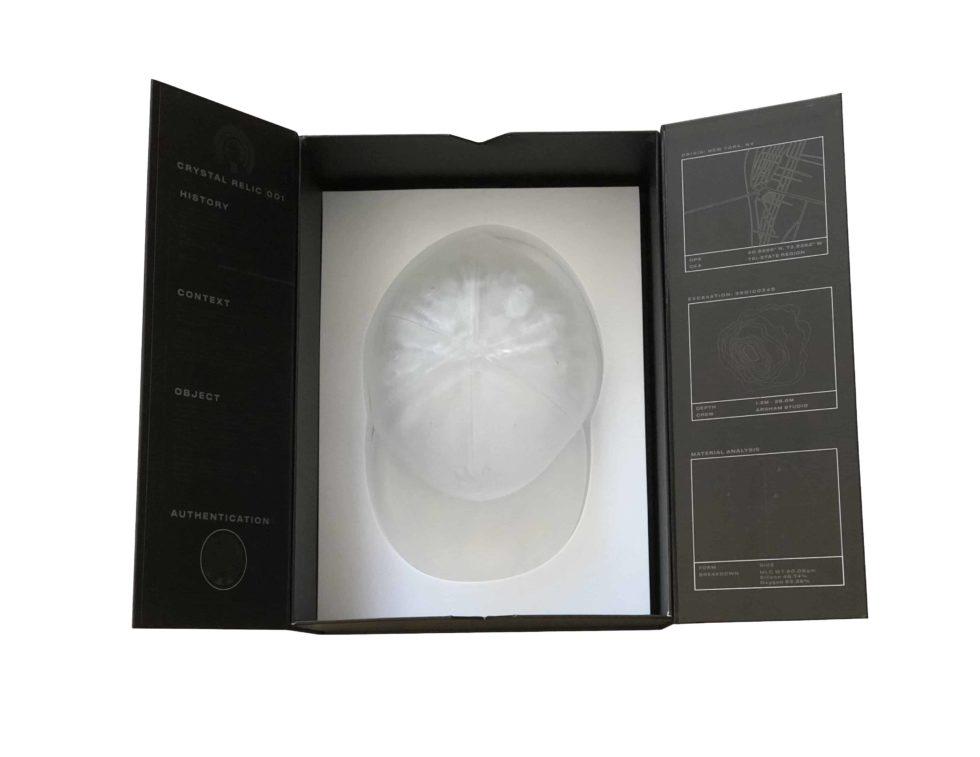Daniel Arsham NY Yankees Baseball Cap Crystal Relic 001: Artist: Daniel Arsham Title: Crystal Relic 001 NY Yankees Baseball Hat. Limited edition of 500. Medium: Cast Resin Approximate Dimensions (H x D): 5in x 8in, weights 3