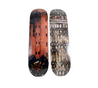 Martin Wong x Supreme Skateboard Deck Set: Artist: Martin Wong Title: Big Heat & Iglesia Pentecostal Medium: Skateboard Collaboration: Supreme Edition: 2019 Provenance: