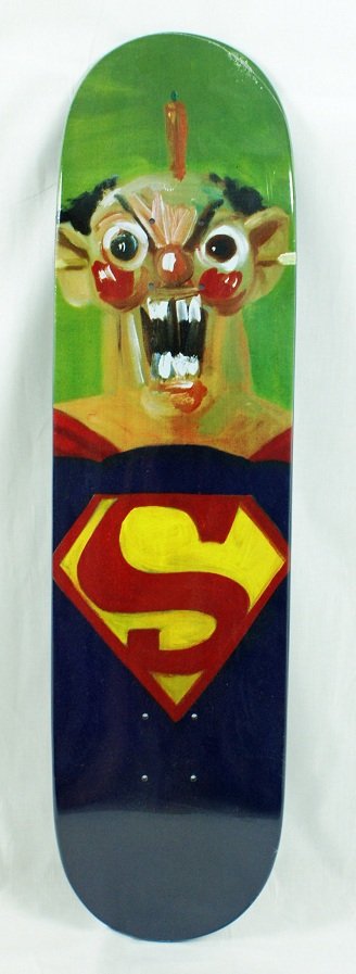 George Condo "Superman" Skateboard Deck for Supreme: George Condo "Super" (aka "Superman") deck made by Supreme New York, limited run, screen print on skateboard.